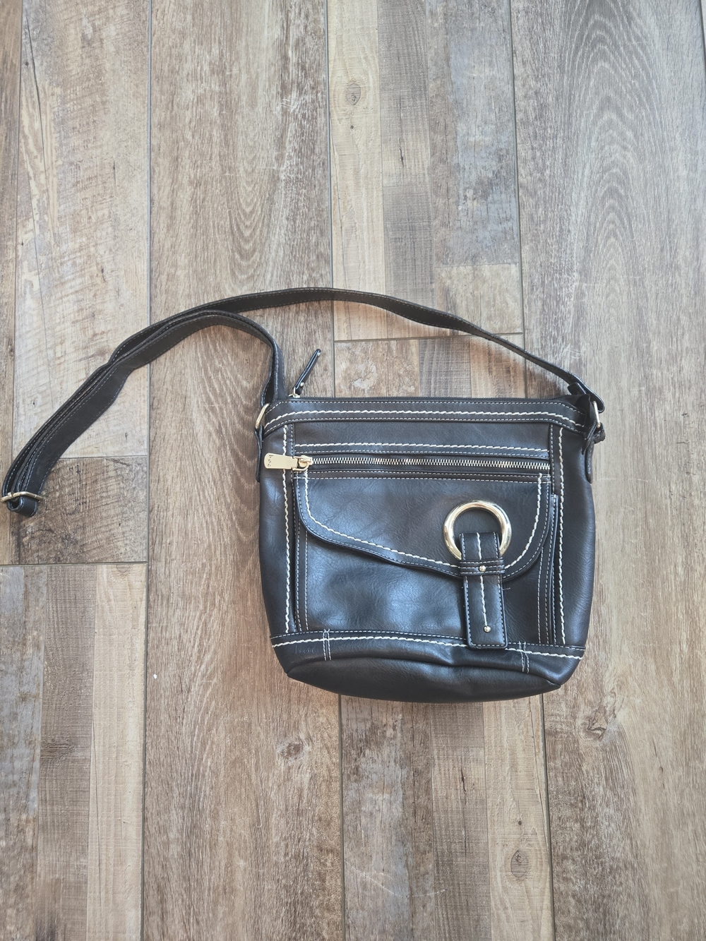 b.o.c. Born Concept Black Crossbody Bag White Contrast Stitching